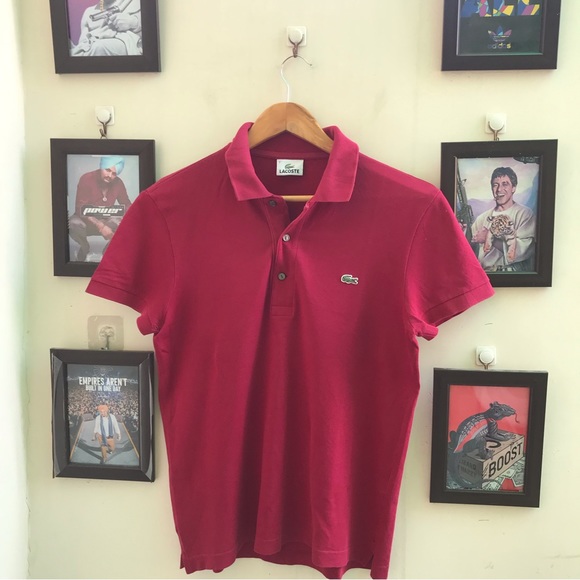 Maroon Lacoste polo tee (S) - Picture 5 of 6